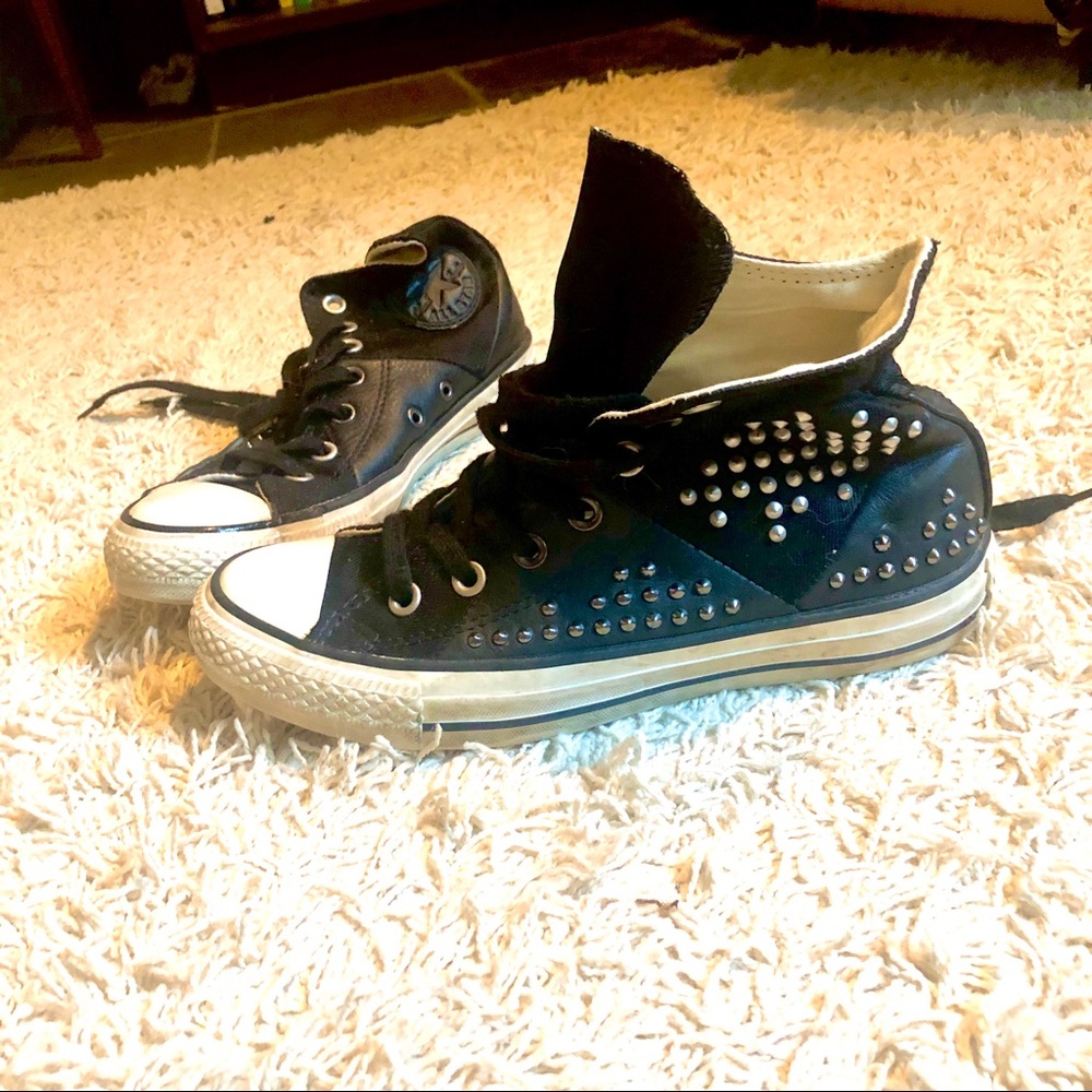 Converse Studded Black Shoes, Size 7